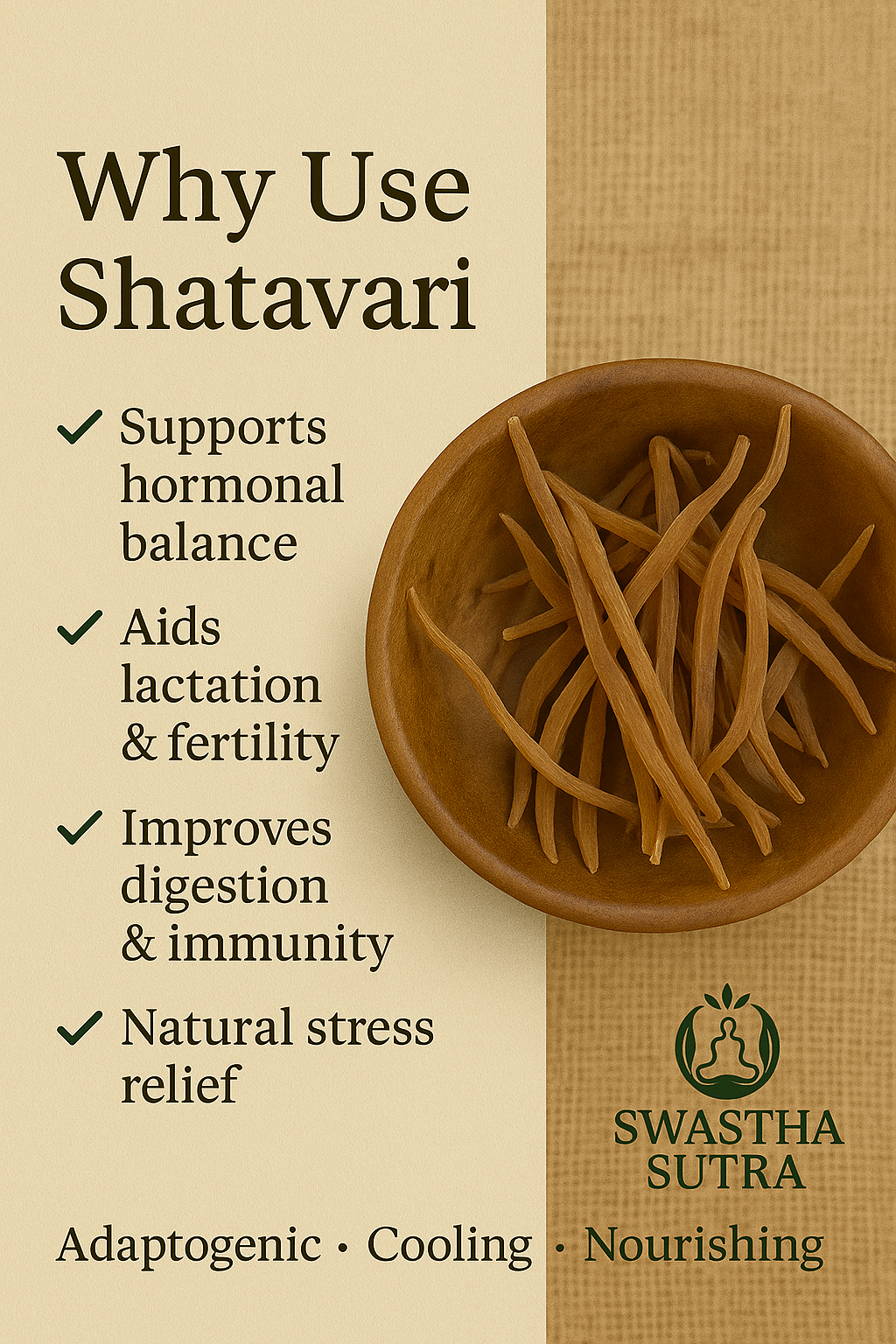 Shatavari Yellow – Ayurvedic Root for Hormonal Balance & Reproductive Health (100g)