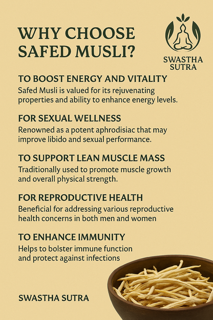 Safed Musli – Ayurvedic Root for Strength, Immunity & Vitality (100g)