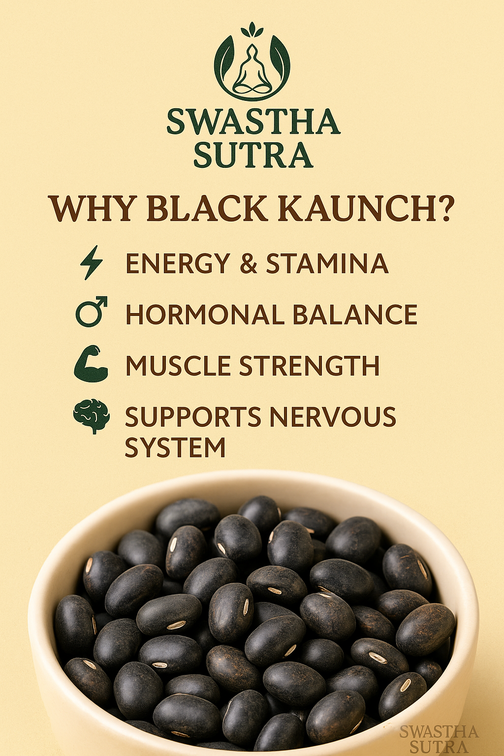 Kaunch Beej Black – Ayurvedic Seeds for Strength, Stamina & Fertility (100g)