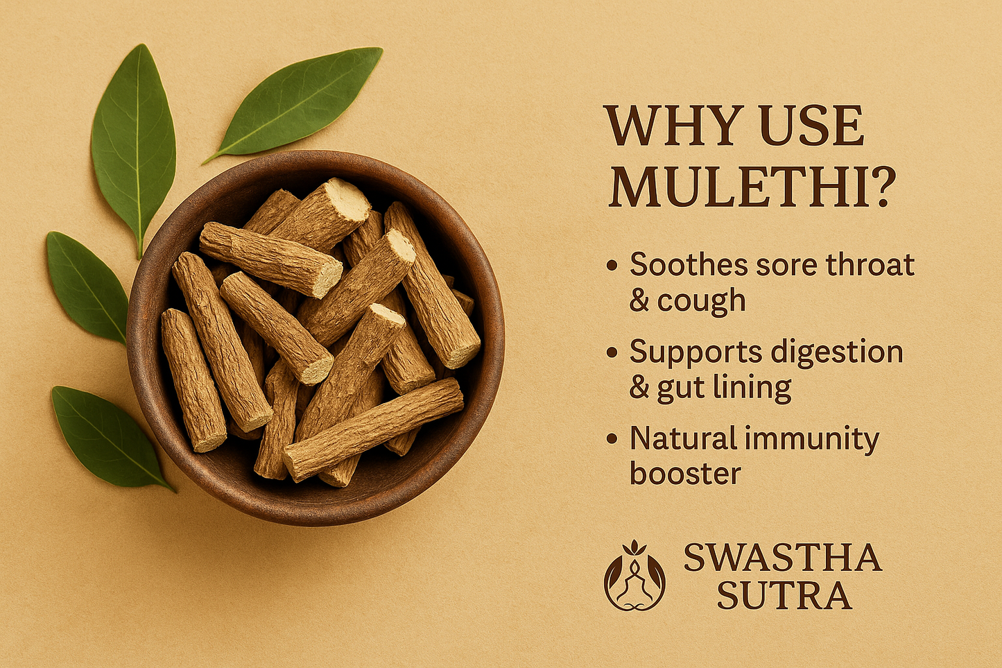 Mulethi Root – Ayurvedic Herb for Cough, Digestion & Immunity (100g)