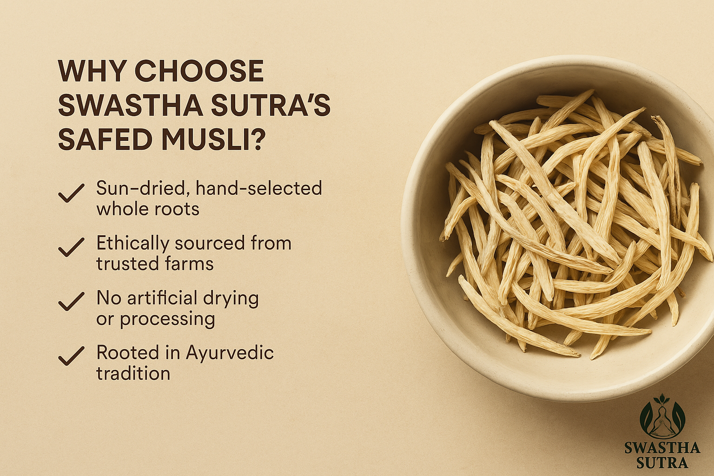 Safed Musli – Ayurvedic Root for Strength, Immunity & Vitality (100g)