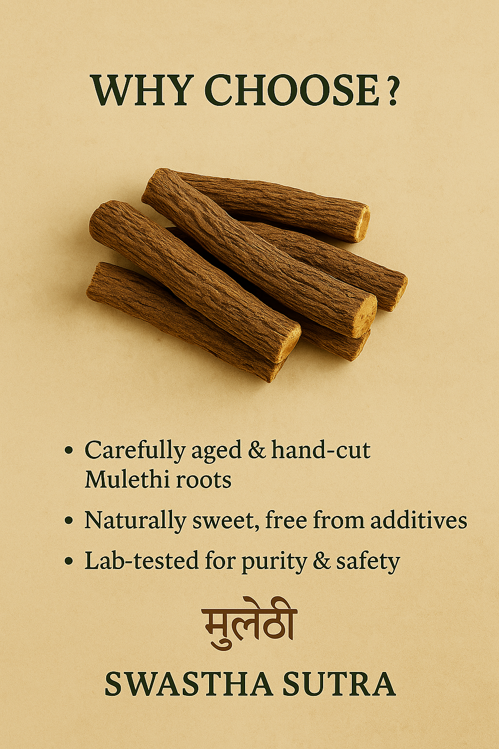 Mulethi Root – Ayurvedic Herb for Cough, Digestion & Immunity (100g)