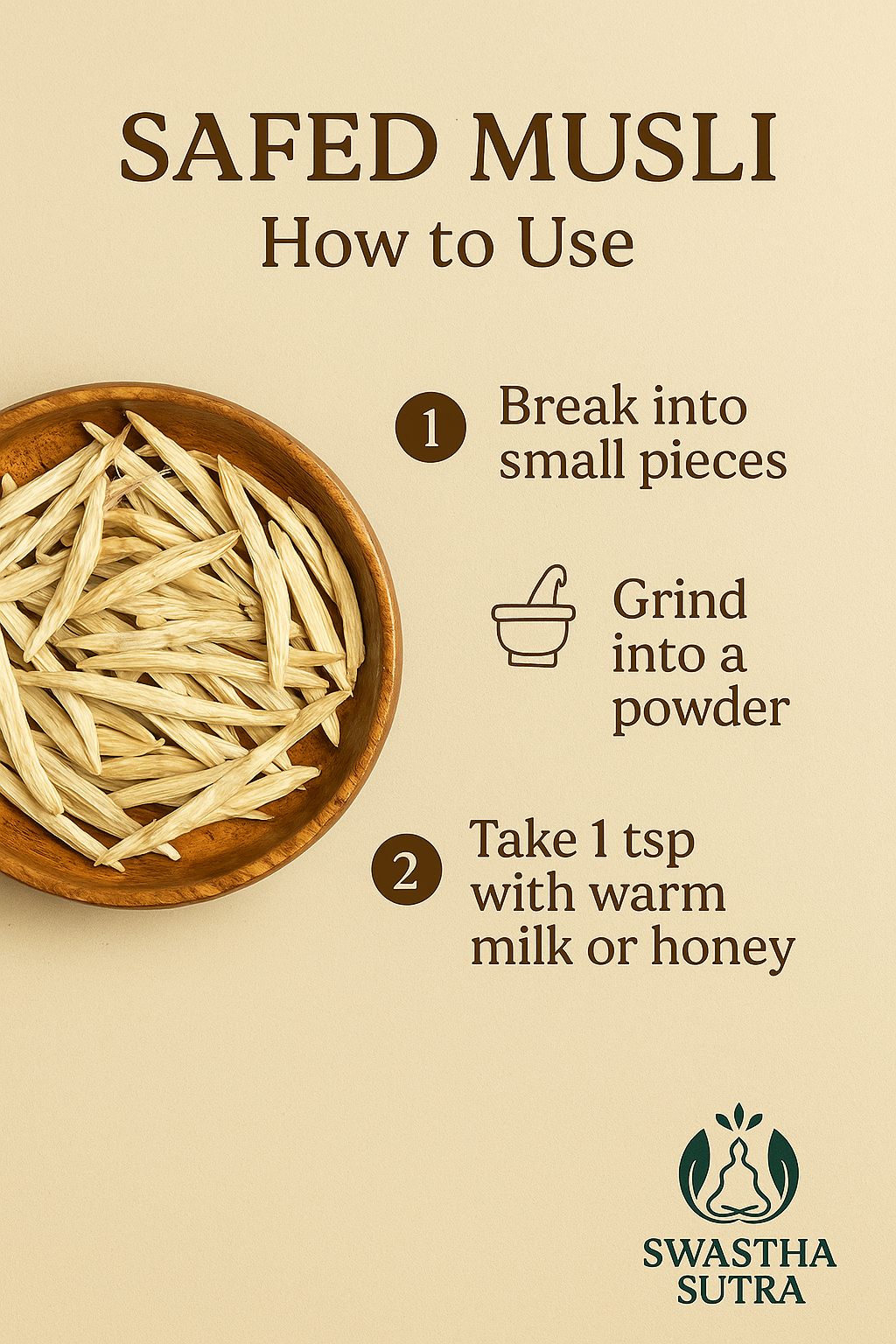 Safed Musli – Ayurvedic Root for Strength, Immunity & Vitality (100g)