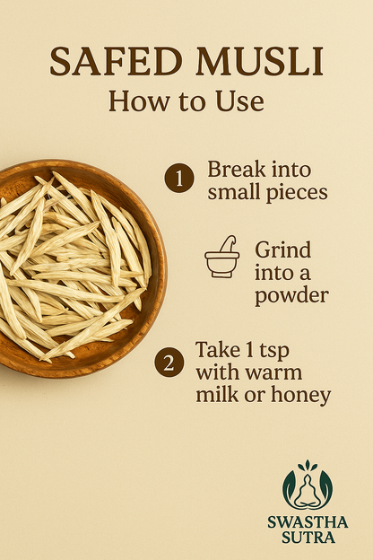 Safed Musli – Ayurvedic Root for Strength, Immunity & Vitality (100g)