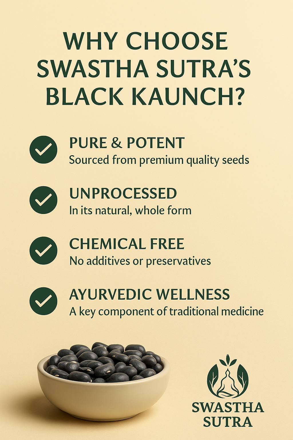 Kaunch Beej Black – Ayurvedic Seeds for Strength, Stamina & Fertility (100g)
