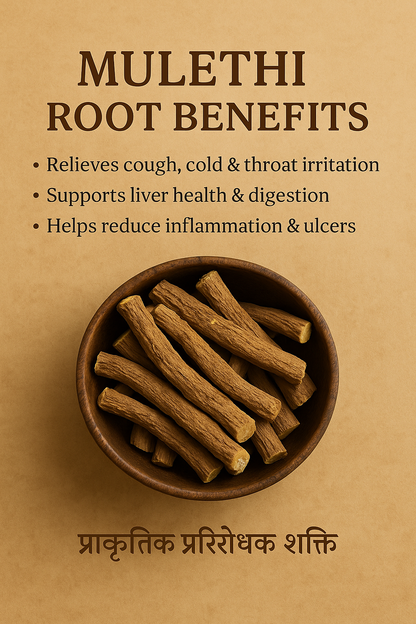 Mulethi Root – Ayurvedic Herb for Cough, Digestion & Immunity (100g)
