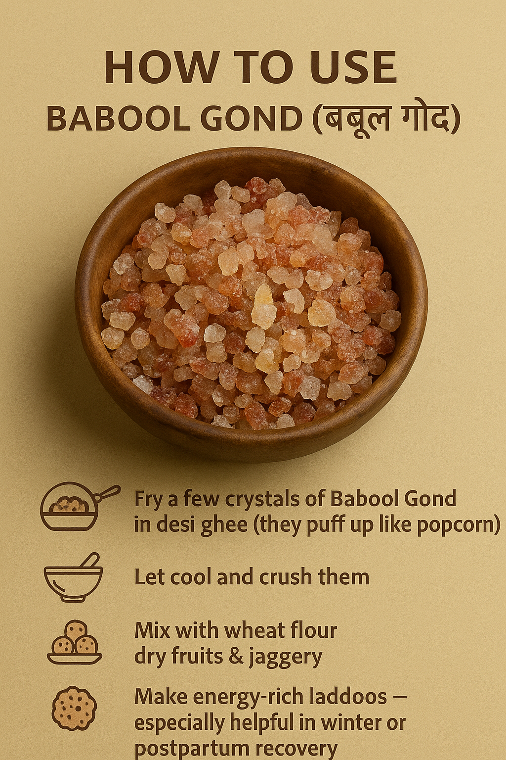 Babool Gond – Natural Ayurvedic Gum for Joints & Bone Strength (100g)