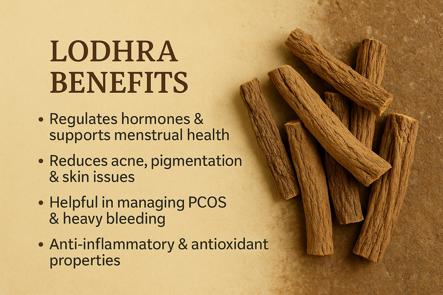 Lodhra Bark – Ayurvedic Herb for Hormonal Balance & Skin Health (100g)