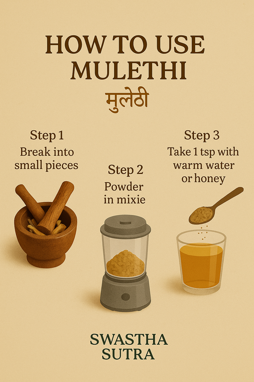 Mulethi Root – Ayurvedic Herb for Cough, Digestion & Immunity (100g)